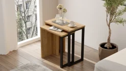 Tavolino da Salotto Marrone Rovere Nero Modulabile Forma Rettangolare 51x30x53h cm, Colore Ripiano Marrone - Carassai
