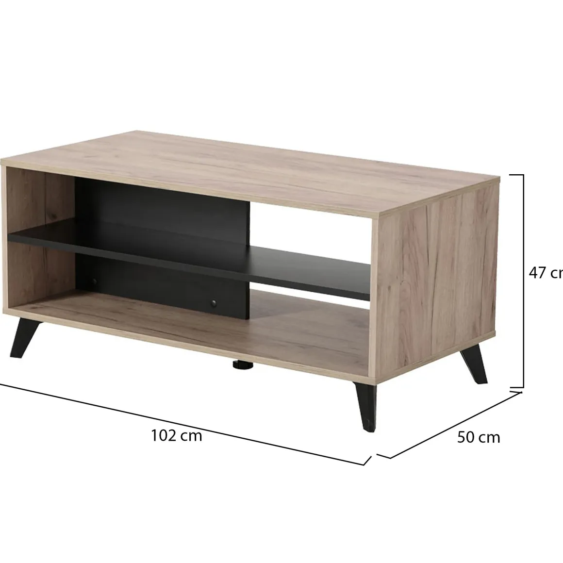 Tavolini Da Salotto > Dmora Tavolino da Salotto Marrone Rovere Nero set 3 Pezzi Forma Rettangolare 55x40x50h cm, Colore Ripiano Marrone - Crichi Nero, Marrone Rovere