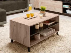 Tavolini Da Salotto > Dmora Tavolino da Salotto Marrone Rovere Nero set 3 Pezzi Forma Rettangolare 55x40x50h cm, Colore Ripiano Marrone - Crichi Nero, Marrone Rovere
