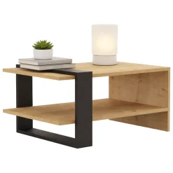Tavolini Da Salotto > Dmora Tavolino da Salotto 2 Vani Forma Rettangolare 30x30x54h cm, Sfumatura Colore Ripiano Rovere Nodi - Serino Marrone Rovere Nodi