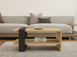Tavolini Da Salotto > Dmora Tavolino da Salotto 2 Vani Forma Rettangolare 30x30x54h cm, Sfumatura Colore Ripiano Rovere Nodi - Serino Marrone Rovere Nodi