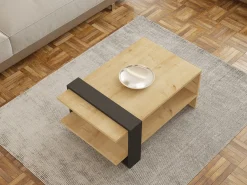 Tavolini Da Salotto > Dmora Tavolino da Salotto 2 Vani Forma Rettangolare 30x30x54h cm, Sfumatura Colore Ripiano Rovere Nodi - Serino Marrone Rovere Nodi