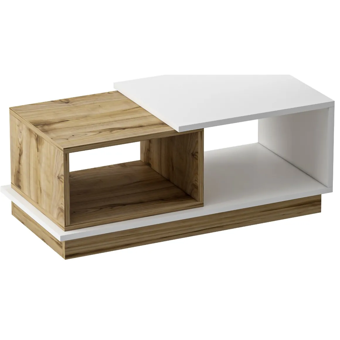 Tavolino da Salotto Marrone Rovere Nodi Bianco 2 Vani Forma Rettangolare 90x45x36h cm, Colore Ripiano Marrone - Ruino