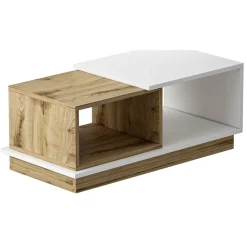 Tavolino da Salotto Marrone Rovere Nodi Bianco 2 Vani Forma Rettangolare 90x45x36h cm, Colore Ripiano Marrone - Ruino