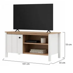 Tavolini Da Salotto > Dmora Tavolino da Salotto Marrone Rovere Nodi Bianco Piano Effetto Doghe Forma Quadrato 67x67x43h cm, Colore Ripiano Marrone - Magre Bianco, Marrone Rovere Nodi