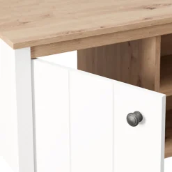 Tavolini Da Salotto > Dmora Tavolino da Salotto Marrone Rovere Nodi Bianco Piano Effetto Doghe Forma Quadrato 67x67x43h cm, Colore Ripiano Marrone - Magre Bianco, Marrone Rovere Nodi