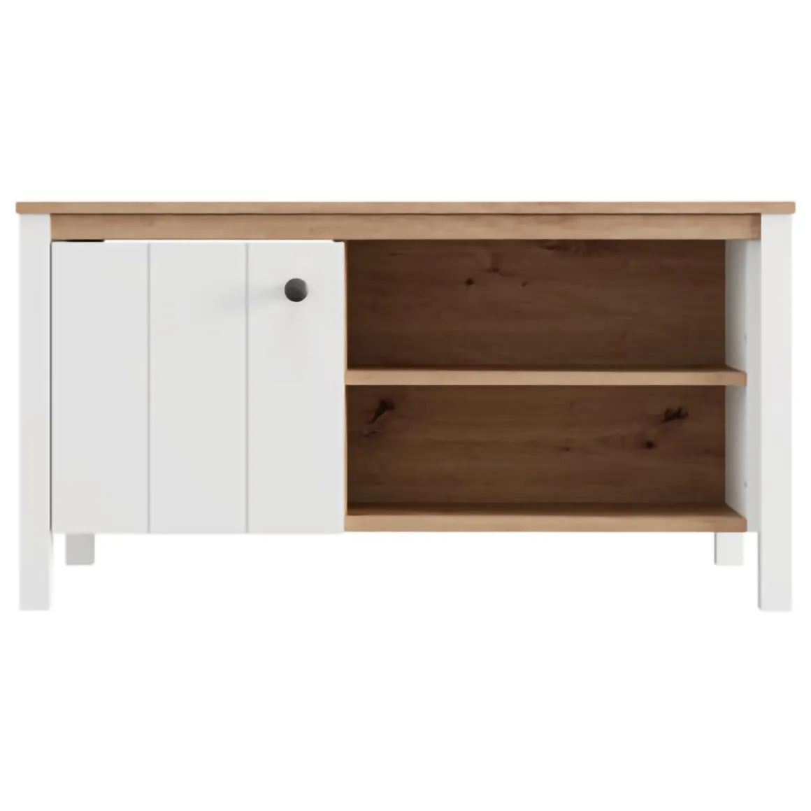 Tavolini Da Salotto > Dmora Tavolino da Salotto Marrone Rovere Nodi Bianco Piano Effetto Doghe Forma Quadrato 67x67x43h cm, Colore Ripiano Marrone - Magre Bianco, Marrone Rovere Nodi