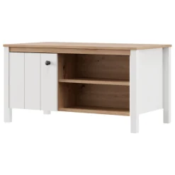 Tavolini Da Salotto > Dmora Tavolino da Salotto Marrone Rovere Nodi Bianco Piano Effetto Doghe Forma Quadrato 67x67x43h cm, Colore Ripiano Marrone - Magre Bianco, Marrone Rovere Nodi