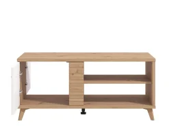 Tavolino da Salotto Marrone Rovere Nodi Bianco con Piedini 3 Vani 120x60x54h cm, Forma Rettangolare - Frati