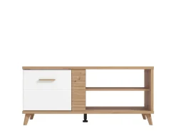 Tavolino da Salotto Marrone Rovere Nodi Bianco con Piedini 3 Vani 120x60x54h cm, Forma Rettangolare - Frati