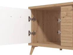 Tavolino da Salotto Marrone Rovere Nodi Bianco con Piedini 3 Vani 120x60x54h cm, Forma Rettangolare - Frati