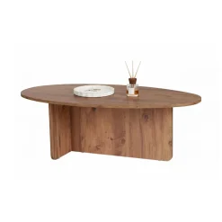 Tavolini Da Salotto > Dmora Tavolino da Salotto Forma Ovale Materiale Piano in Legno Nobilitato 130x65x40h cm, Colore Ripiano Marrone - Dozza Marrone Rovere Nodi