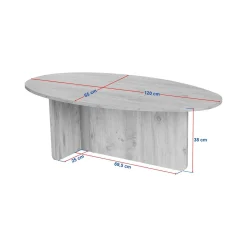 Tavolini Da Salotto > Dmora Tavolino da Salotto Forma Ovale Materiale Piano in Legno Nobilitato 130x65x40h cm, Colore Ripiano Marrone - Dozza Marrone Rovere Nodi