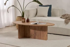 Tavolini Da Salotto > Dmora Tavolino da Salotto Forma Ovale Materiale Piano in Legno Nobilitato 130x65x40h cm, Colore Ripiano Marrone - Dozza Marrone Rovere Nodi