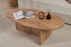 Tavolini Da Salotto > Dmora Tavolino da Salotto Forma Ovale Materiale Piano in Legno Nobilitato 130x65x40h cm, Colore Ripiano Marrone - Dozza Marrone Rovere Nodi