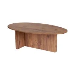 Tavolini Da Salotto > Dmora Tavolino da Salotto Forma Ovale Materiale Piano in Legno Nobilitato 130x65x40h cm, Colore Ripiano Marrone - Dozza Marrone Rovere Nodi