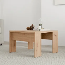 Tavolini Da Salotto > Dmora Tavolino da Salotto Forma Rettangolare Colore Ripiano Marrone 120x67x43h cm, Sfumatura Colore Struttura Rovere Nodi - Bertona Marrone Rovere Nodi