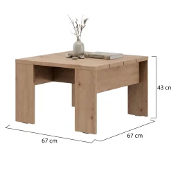 Tavolino da Salotto Marrone Rovere Nodi Forma Quadrato Colore Ripiano Marrone 67x67x43h cm, Sfumatura Colore Struttura Rovere Nodi - Magre