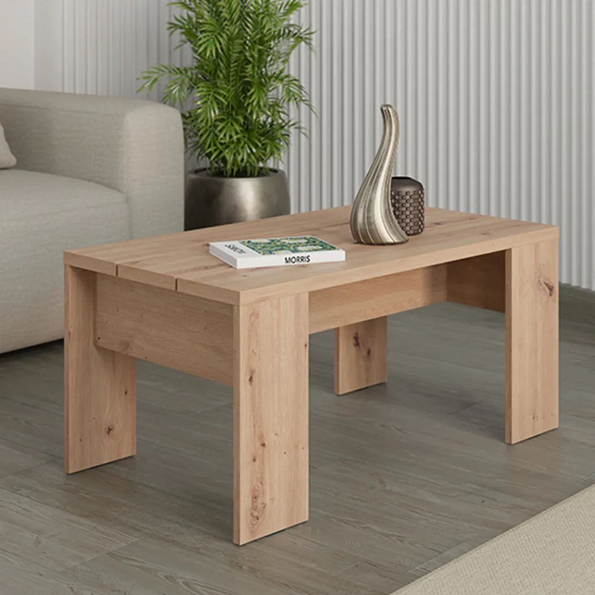 Tavolino da Salotto Marrone Rovere Nodi Forma Rettangolare Colore Ripiano Marrone 90x50x43h cm, Sfumatura Colore Struttura Rovere Nodi - Riposto