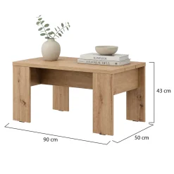 Tavolino da Salotto Marrone Rovere Nodi Forma Rettangolare Colore Ripiano Marrone 90x50x43h cm, Sfumatura Colore Struttura Rovere Nodi - Riposto