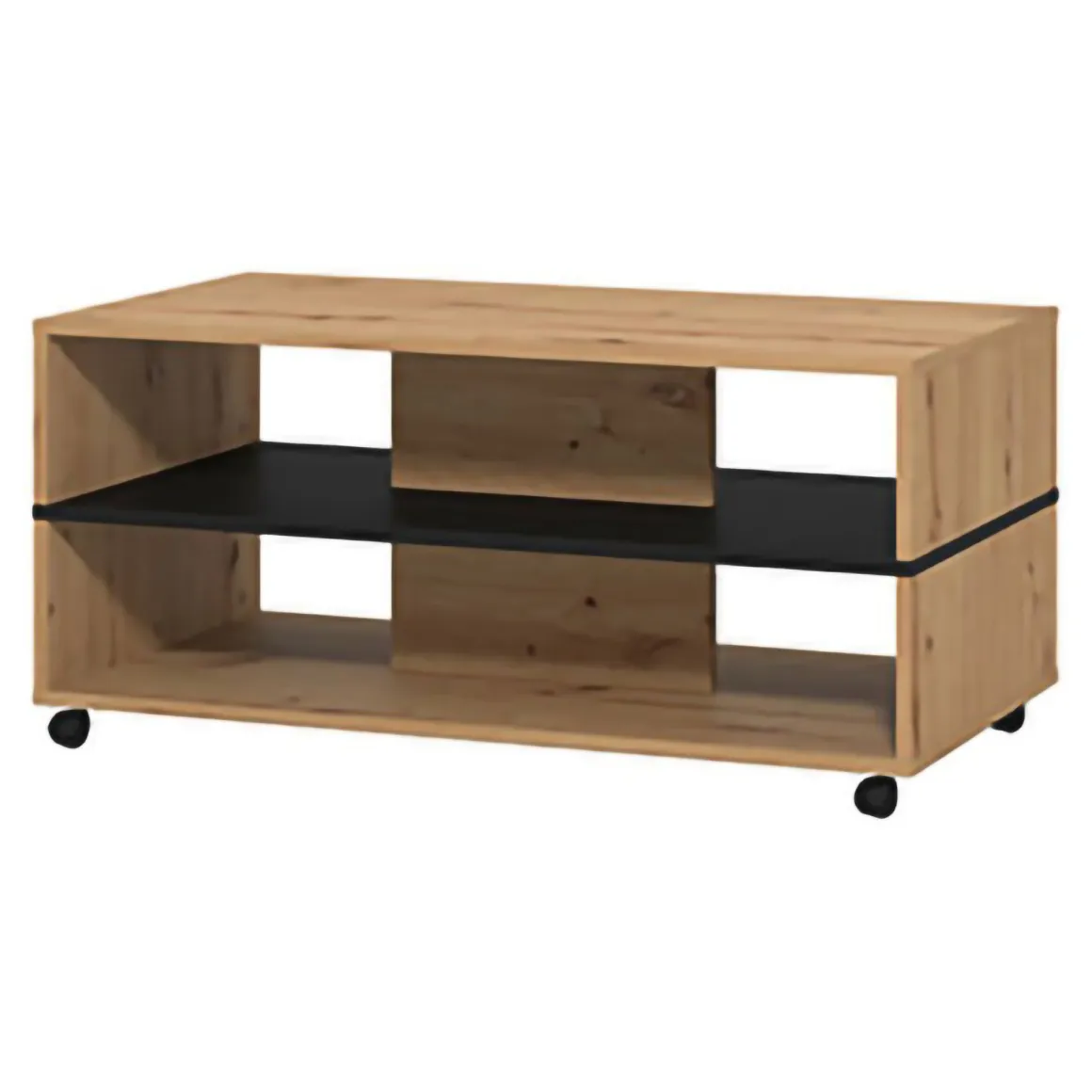 Tavolini Da Salotto > Dmora Tavolino da Salotto Marrone Rovere Nodi Nero un Cassetto con Piedini 100x60x4h cm, un Vano - Kasese Nero, Marrone Rovere Nodi