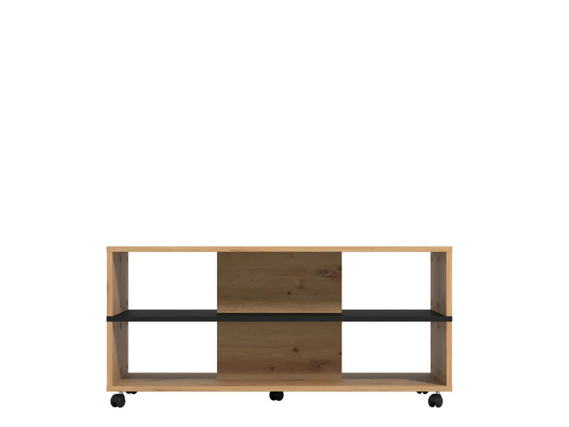 Tavolini Da Salotto > Dmora Tavolino da Salotto Marrone Rovere Nodi Nero un Cassetto con Piedini 100x60x4h cm, un Vano - Kasese Nero, Marrone Rovere Nodi