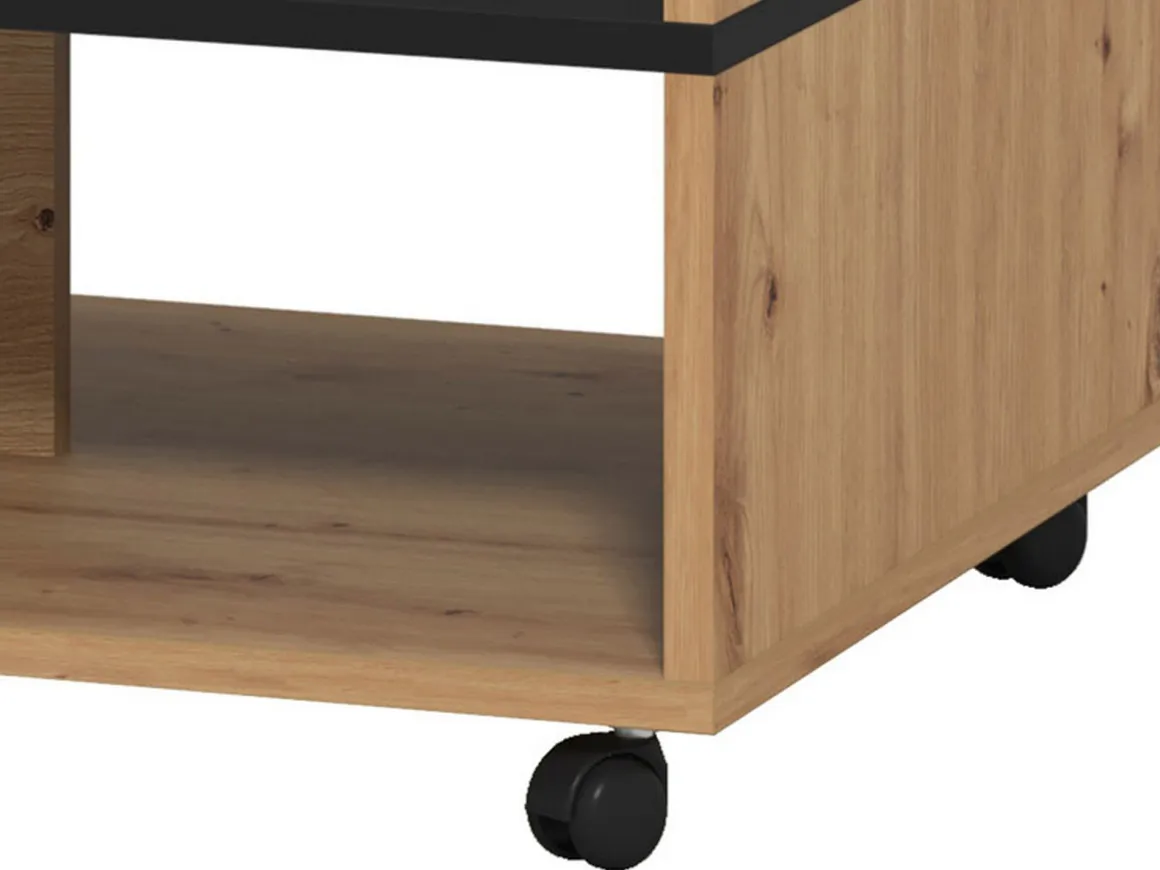 Tavolini Da Salotto > Dmora Tavolino da Salotto Marrone Rovere Nodi Nero un Cassetto con Piedini 100x60x4h cm, un Vano - Kasese Nero, Marrone Rovere Nodi