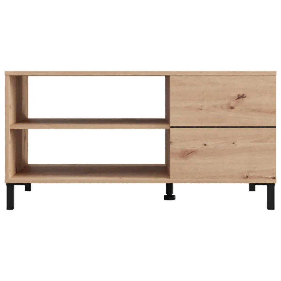 Tavolini Da Salotto > Dmora Tavolino da Salotto Marrone Rovere Nodi Nero un Vano Forma Rettangolare 101x54.5x46.5h cm, Colore Ripiano Marrone - Casaglia Nero, Marrone Rovere Nodi