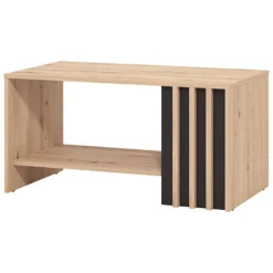 Tavolini Da Salotto > Dmora Tavolino da Salotto con Piedini un Vano 90x49.5x45.5h cm, Forma Rettangolare - Formia Marrone Rovere Nodi