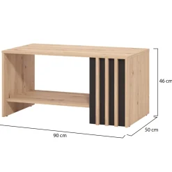 Tavolini Da Salotto > Dmora Tavolino da Salotto con Piedini un Vano 90x49.5x45.5h cm, Forma Rettangolare - Formia Marrone Rovere Nodi