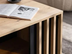 Tavolini Da Salotto > Dmora Tavolino da Salotto con Piedini un Vano 90x49.5x45.5h cm, Forma Rettangolare - Formia Marrone Rovere Nodi