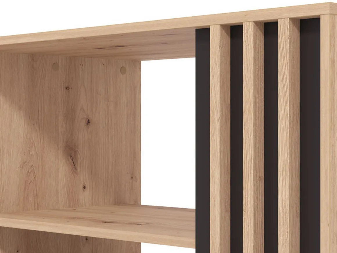Tavolino da Salotto Marrone Rovere Nodi Nero un Vano Forma Rettangolare 90x49.5x45.5h cm, Colore Ripiano Marrone - Tricerro