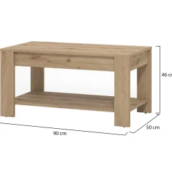 Tavolini Da Salotto > Dmora Tavolino da Salotto Piano in Vetro Temperato Forma Ovale 112x78x47h cm, Materiale Struttura in Vetro - Sommo Marrone Rovere