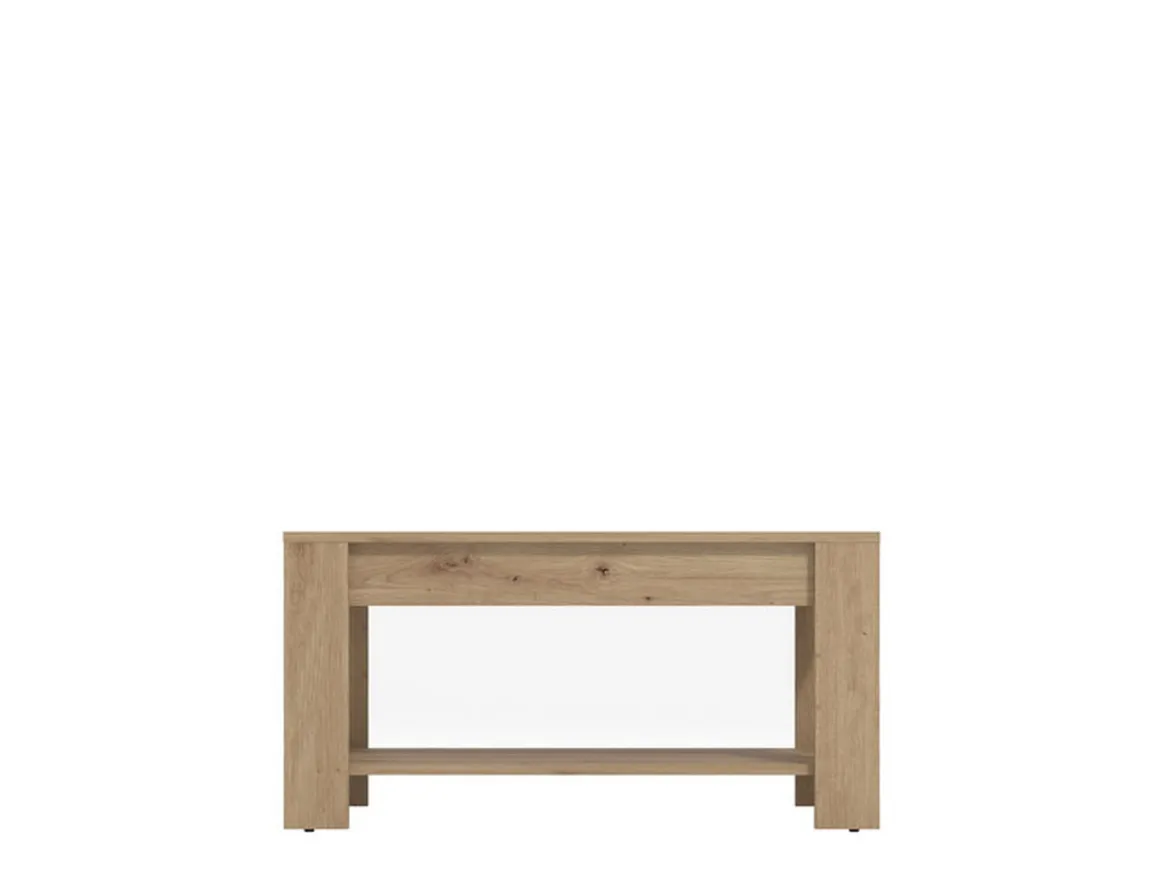 Tavolini Da Salotto > Dmora Tavolino da Salotto Piano in Vetro Temperato Forma Ovale 112x78x47h cm, Materiale Struttura in Vetro - Sommo Marrone Rovere