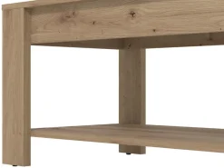 Tavolini Da Salotto > Dmora Tavolino da Salotto Piano in Vetro Temperato Forma Ovale 112x78x47h cm, Materiale Struttura in Vetro - Sommo Marrone Rovere