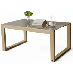 Tavolini Da Salotto|Salotto > Dmora Tavolino da Salotto Portariviste Forma Rotonda 75x75x35h cm, Materiale Struttura in Vetro - Bagolino Marrone Rovere