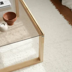 Tavolini Da Salotto|Salotto > Dmora Tavolino da Salotto Portariviste Forma Rotonda 75x75x35h cm, Materiale Struttura in Vetro - Bagolino Marrone Rovere