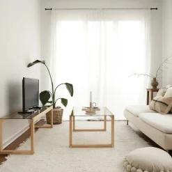 Tavolini Da Salotto|Salotto > Dmora Tavolino da Salotto Portariviste Forma Rotonda 75x75x35h cm, Materiale Struttura in Vetro - Bagolino Marrone Rovere