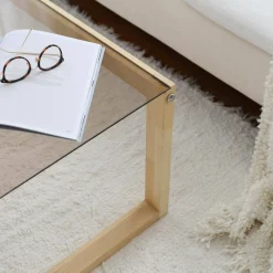 Tavolini Da Salotto|Salotto > Dmora Tavolino da Salotto Portariviste Forma Rotonda 75x75x35h cm, Materiale Struttura in Vetro - Bagolino Marrone Rovere
