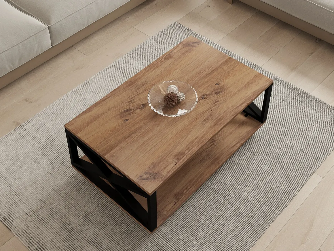 Tavolini Da Salotto > Dmora Tavolino da Salotto Marrone Rovere Scuro Nero set 3 Pezzi 3 Vani 70x70x38h cm, Forma Rotondo - Gignese Nero, Marrone Rovere scuro
