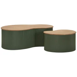 Tavolino da Salotto Marrone Rovere Verde set da 2 Colore Ripiano Marrone 37x58x92h cm, Materiale Struttura in Metallo - Kashan