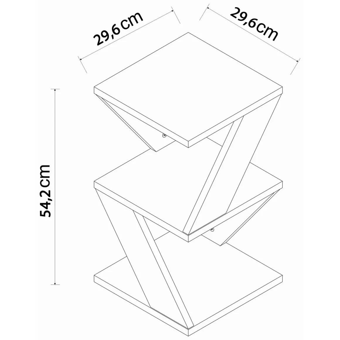 Tavolino da Salotto Nero Antracite 2 Vani Forma Rettangolare 30x30x54h cm, Materiale Piano in Legno Nobilitato - Serino