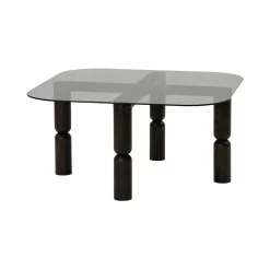 Tavolini Da Salotto|Salotto > Dmora Tavolino da Salotto Effetto Fume Forma Rettangolare 80x80x40h cm, Materiale Struttura in Vetro - Gran Nero Antracite