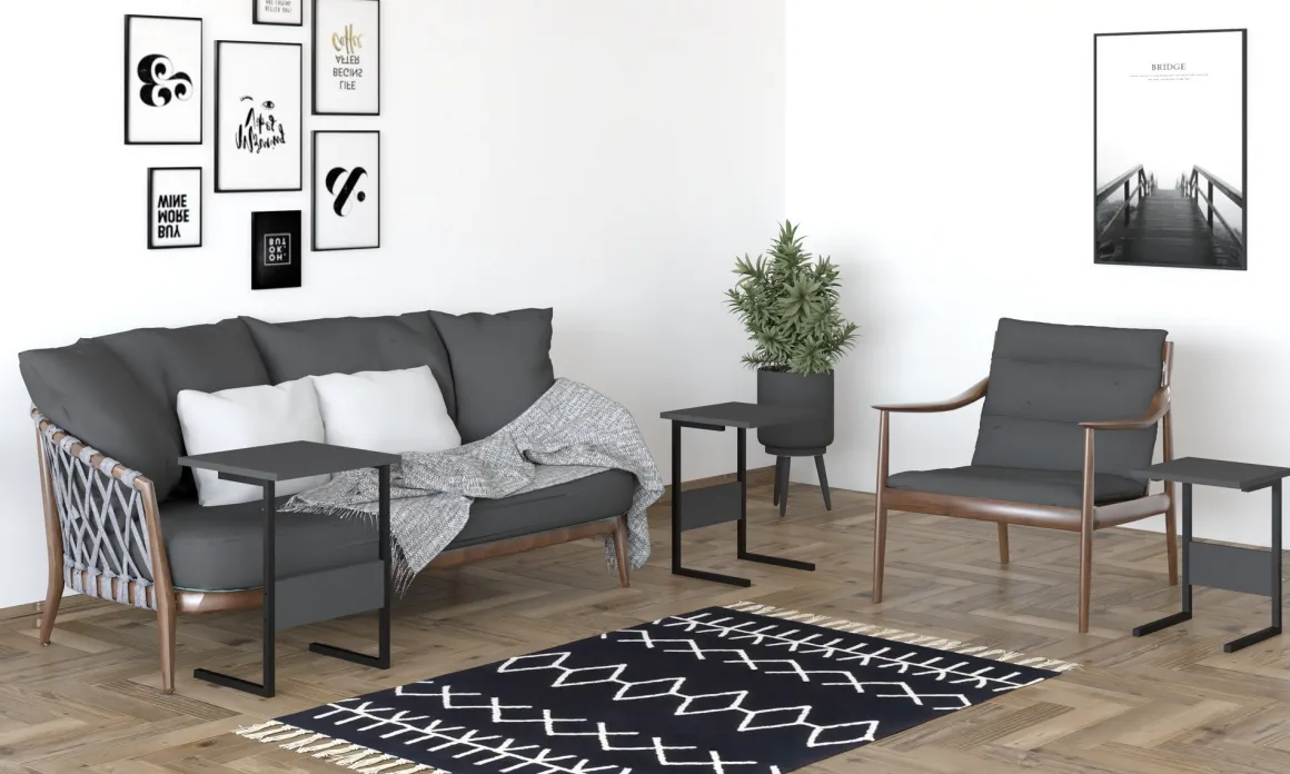 Tavolini Da Salotto|Salotto > Dmora Tavolino da Salotto Forma Rettangolare Materiale Piano in Vetro 105x65x35h cm, Colore Ripiano Trasparente - Visconti Nero Antracite
