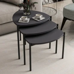 Tavolino da Salotto Nero Antracite Modulabile Forma Rettangolare 45x45x45h cm, Sfumatura Colore Ripiano Antracite - Carro