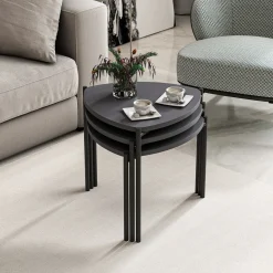Tavolino da Salotto Nero Antracite Modulabile Forma Rettangolare 45x45x45h cm, Sfumatura Colore Ripiano Antracite - Carro