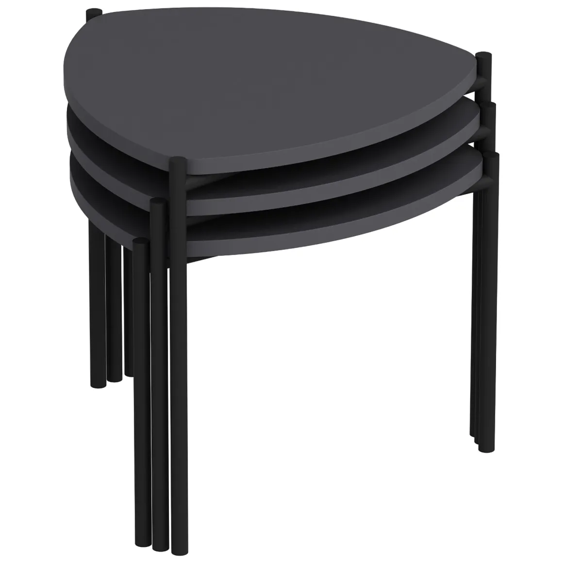 Tavolino da Salotto Nero Antracite Modulabile Forma Rettangolare 45x45x45h cm, Sfumatura Colore Ripiano Antracite - Carro