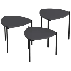 Tavolino da Salotto Nero Antracite Modulabile Forma Rettangolare 45x45x45h cm, Sfumatura Colore Ripiano Antracite - Carro