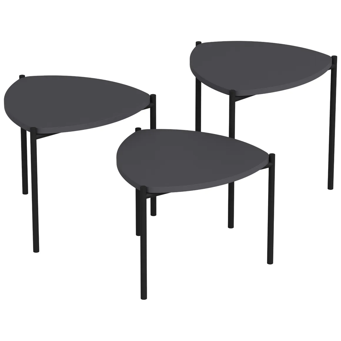 Tavolino da Salotto Nero Antracite Modulabile Forma Rettangolare 45x45x45h cm, Sfumatura Colore Ripiano Antracite - Carro