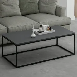 Tavolini Da Salotto > Dmora Tavolino da Salotto Peso Massimo Supportato 10 kg Forma Rettangolare 105x65x40h cm, Sfumatura Colore Struttura Antracite - Azriel Nero Antracite